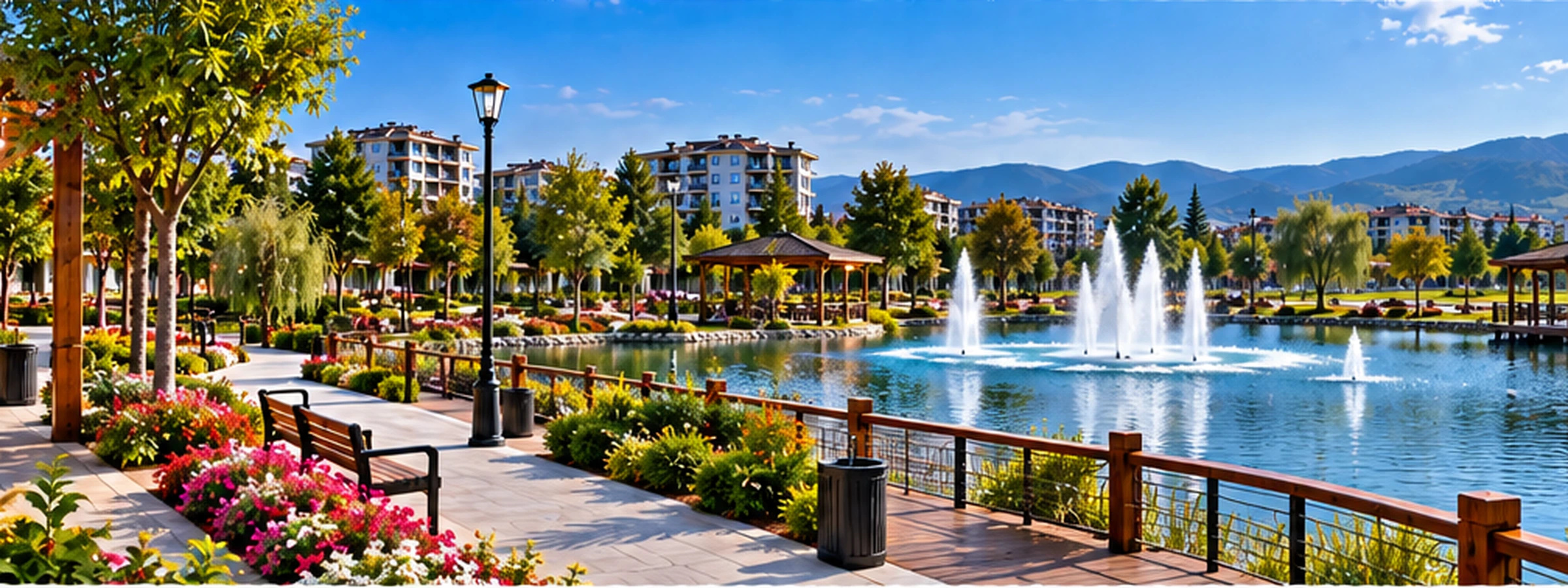 Divan Park peyzajlı gölet ve yürüyüş alanı
